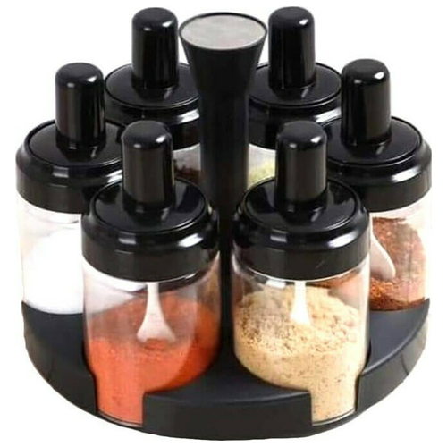 Περιστρεφόμενη Βάση Μπαχαρικών Με Ενσωματωμένο Κουταλάκι JM620 6τμχ