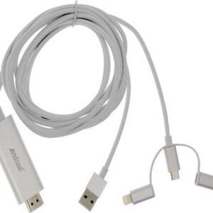 Andowl Regular USB to Lightning / Type-C / micro USB Cable Λευκό 2m (QY-A8)
