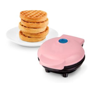 Mini Βαφλιέρα σε Στρογγυλό Σχήμα 350W σε Ροζ Χρώμα