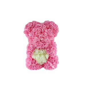 Αρκουδάκι Από Τεχνητά Τριαντάφυλλα Σε Κουτί 25cm
