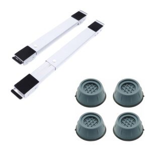 Σετ Ρυθμιζόμενη Βάση Πλυντηρίου από Μέταλλο με Ρόδες 2τμχ και Αντικραδασμικά Πέλματα 4τμχ