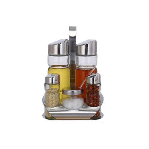 Σετ Δοχείων για Μπαχαρικά Λαδόξυδο 5τμχ Γυάλινο SDS-20971