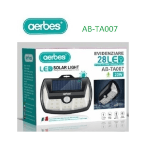 AB-TA007 Ηλιακό Φωτιστικό Επιτοίχιας Τοποθέτησης με Ανιχνευτή Κίνησης και Αισθητήρα Φωτός σε Μαύρο Χρώμα