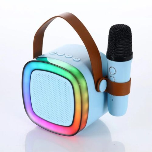 CMiK MK-02 Karaoke Ηχείο Bluetooth 11x11x8.5cm 10W με Μικρόφωνο 13.5cm σε Γαλάζιο Χρώμα Light Blue