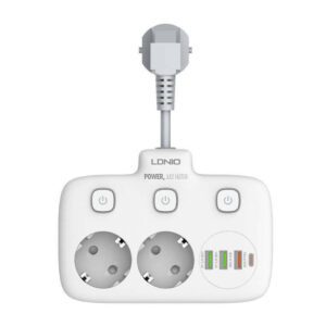 Ldnio Πολύπριζο 2 Θέσεων με Διακόπτη και 3 USB Λευκό SE2435