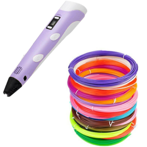 3D Pen Στυλό Για Τρισδιάστατη Σχεδίαση Μωβ με 10 Επιπλέον Νήματα