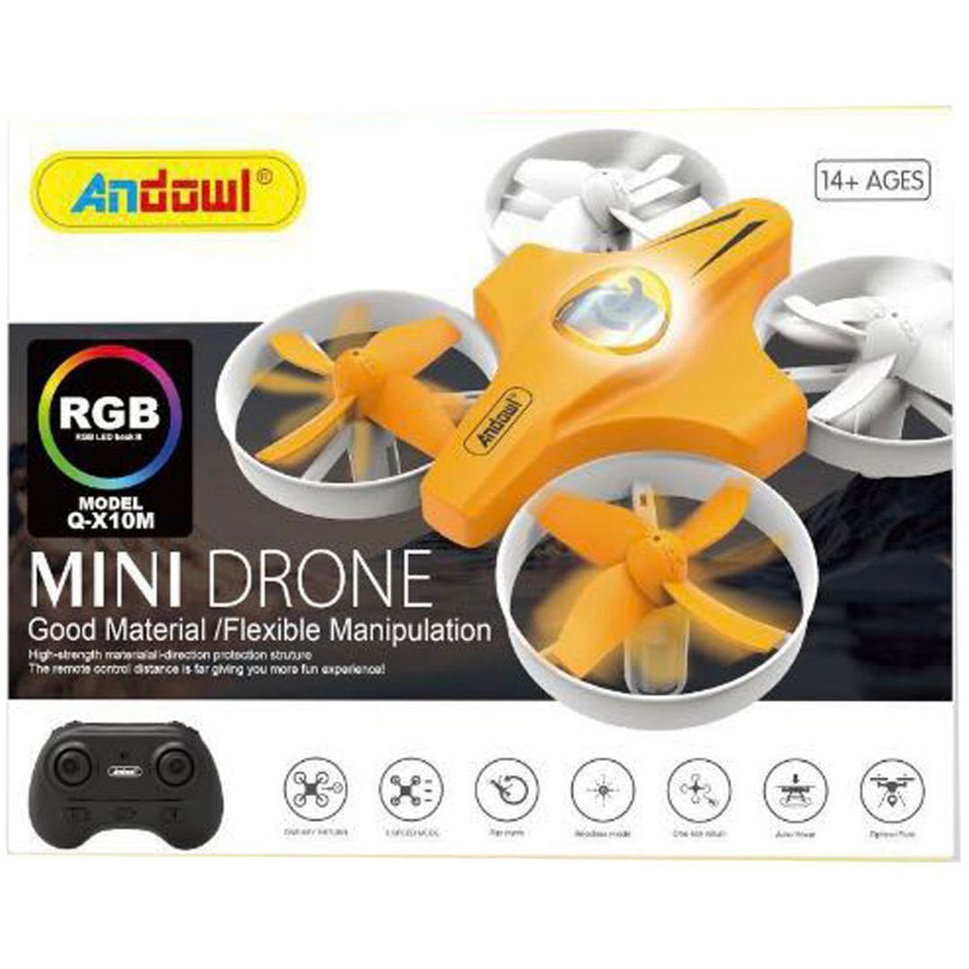 Andowl Q-X10M Drone Παιδικό χωρίς Κάμερα με Φωτάκια Σε Πορτοκαλί Χρώμα RGB 14+