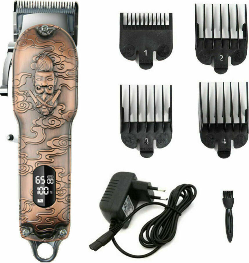 Kemei Επαγγελματική Επαναφορτιζόμενη Κουρευτική Μηχανή Χάλκινη ΚΜ-3705