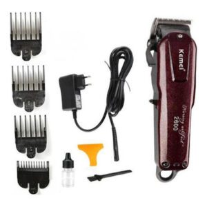 Kemei Επαγγελματική Επαναφορτιζόμενη Κουρευτική Μηχανή Μπορντό/Μαύρο KM-2600