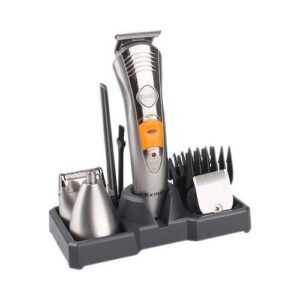 Kemei Επαγγελματικό Σετ Επαναφορτιζόμενης Κουρευτικής Μηχανής Ασημί KM-580A