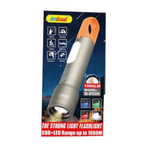 Andowl  Q-D500  Φακός LED με Μέγιστη Φωτεινότητα 1000lm Grey