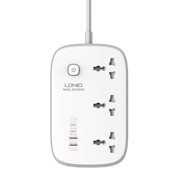 Ldnio Πολύπριζο 3 Θέσεων με 4 θέσεις USB και Καλώδιο 2m Λευκό SC3416