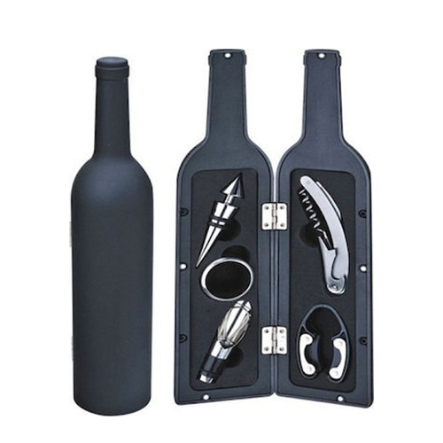 Σετ Εργαλεία Κρασιού Θήκη σε Σχήμα Μπουκαλιού 5τμχ