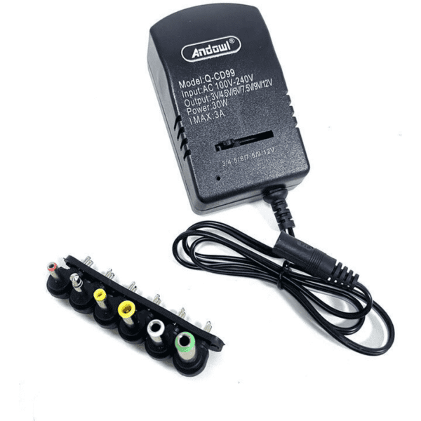 Andowl Ρυθμιζόμενο Universal Τροφοδοτικό 3 έως 12V 3A 30W με 6 βύσματα Q-CD99