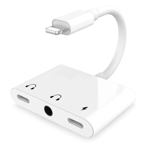 Andowl Μετατροπέας Lightning male σε 3.5mm / Lightning female Λευκό 1τμχ (075605) (Q-A190)
