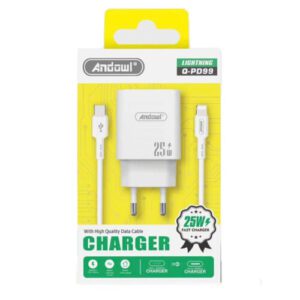 Andowl Φορτιστής 25W με Καλώδιο Type-C σε Type Lightning Q-PD99