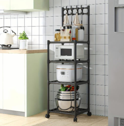 Τρόλει Κουζίνας Μεταλλικό Με Πλαστικούς Συνδέσους Μαύρο 42x34x122cm