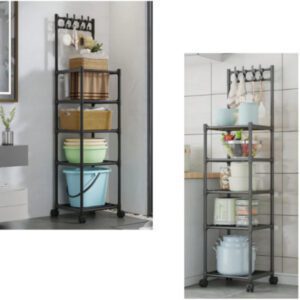 Τρόλει Κουζίνας Μεταλλικό Με Πλαστικούς Συνδέσους Μαύρο 42x34x145cm 92008HST50BL