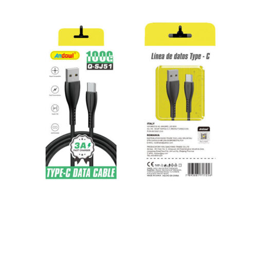 Andowl USB 2.0 Καλώδιο USB-C male - USB-A 1m (Q-SJ51)