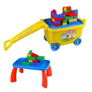 Τουβλάκια Κατασκευής DIY 81τμχ σε Καροτσάκι Πολύχρωμο Πλαστικό HC-022K για 3+