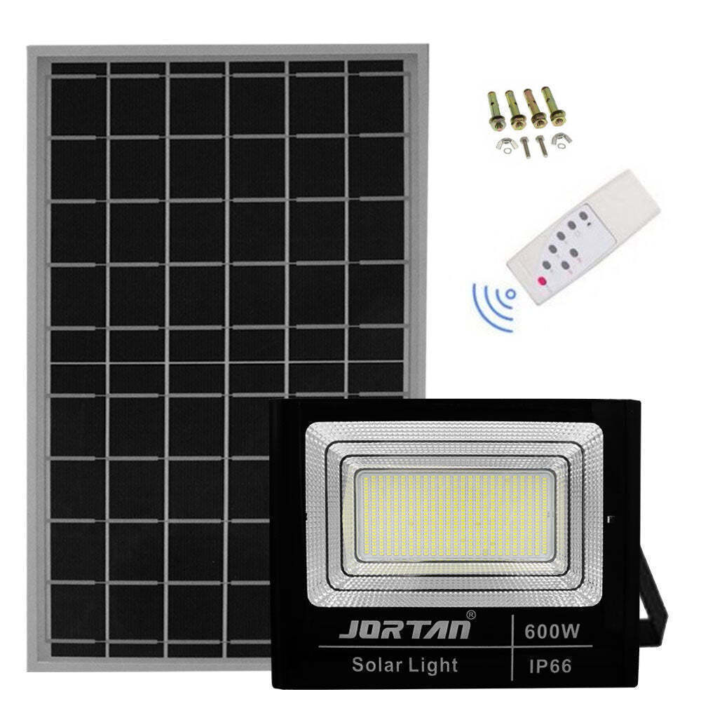 Jortan Στεγανός Ηλιακός Προβολέας LED 600W Ψυχρό Λευκό 6500K με Τηλεχειριστήριο IP66 JT-BJ600W