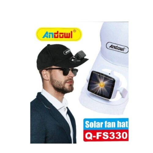 Andowl Καπέλο Ηλίου Ανεμιστηράκι Ηλιακής Φόρτισης Q-FS330 Λευκό