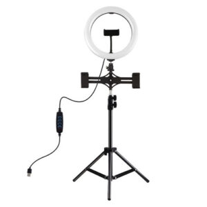 Ring Light PKT3053B 26cm 3200-6500K με Τρίποδο Δαπέδου και Βάση για Κινητό