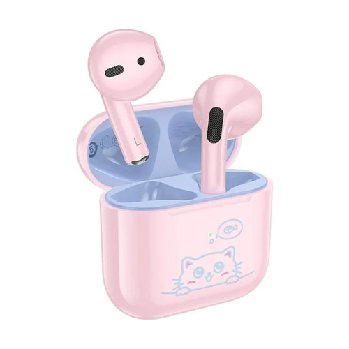 Hoco EW112 Kids Earbud Bluetooth Handsfree Ακουστικά με Θήκη Φόρτισης Ροζ