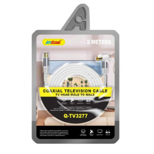 Andowl Q-TV3277 Ομοαξονικό Καλώδιο Τηλεόρασης 2m Male to Male – Gold Plated Υποδοχές Άσπρο