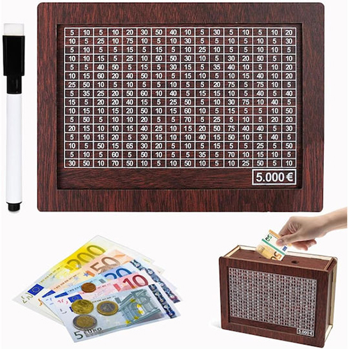 Ξύλινος Diy Κουμπαράς Αποταμίευσης Στόχο Χρημάτων Έως 5000 Ευρώ Μαρκαδόρο Σημείωσης Καφέ