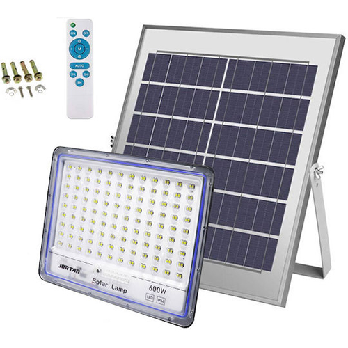 Jortan Στεγανός Ηλιακός Προβολέας LED 600W Ψυχρό Λευκό με Τηλεχειριστήριο IP66 RL-JT-BS600W-TFTZ