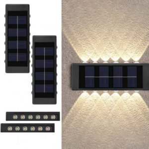 Led Αδιάβροχα Σετ 2 Επιτοίχια Ηλιακά Φωτιστικά Δρόμου Θερμό Λευκό με Φωτοκύτταρο IP65 15.5x5.5εκ. 104172