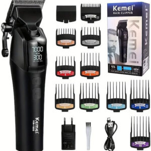 Kemei Επαγγελματική Επαναφορτιζόμενη Κουρευτική Μηχανή Μαύρη KM-1858