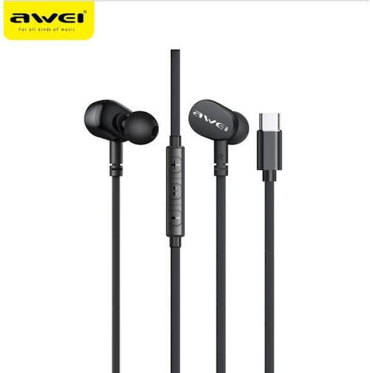 Awei TC-7 In-ear Handsfree με Βύσμα USB-C Μαύρο