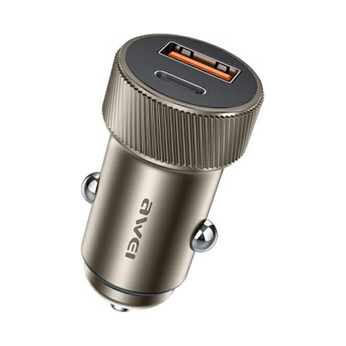 Awei Φορτιστής Αυτοκινήτου 33W με Θύρες: 1xUSB 1xType-C Καφέ C-857