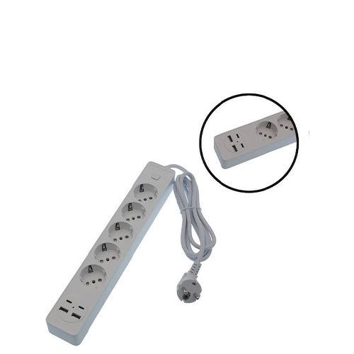 Jortan Πολύπριζο 5 Θέσεων με 2 USB-A, 2 USB-C, Διακόπτη και Καλώδιο 2m OG2205