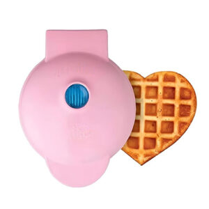 Mini Βαφλιέρα σε Σχήμα Καρδιά Ροζ Χρώμα 350W
