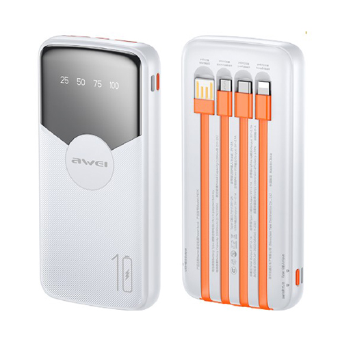 Awei P67K 4in1 Power Bank 10000mAh με Θύρα USB-A και Θύρα USB-C