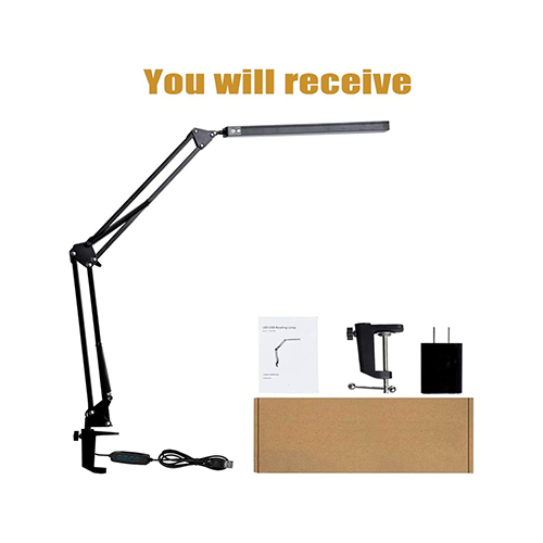 Νέος Ρυθμιζόμενος Μοντέρνος και Κομψός Επιτραπέζιος Λαμπτήρας LED με Βραχίονα Κίνησης και Σφιγκτήρα