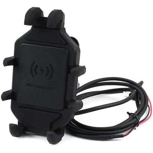 Motowolf Βάση Κινητού Μοτοσυκλέτας με Ρυθμιζόμενο Βραχίονα για τον Καθρέπτη με Σύστημα Φόρτισης MDL2827CJ