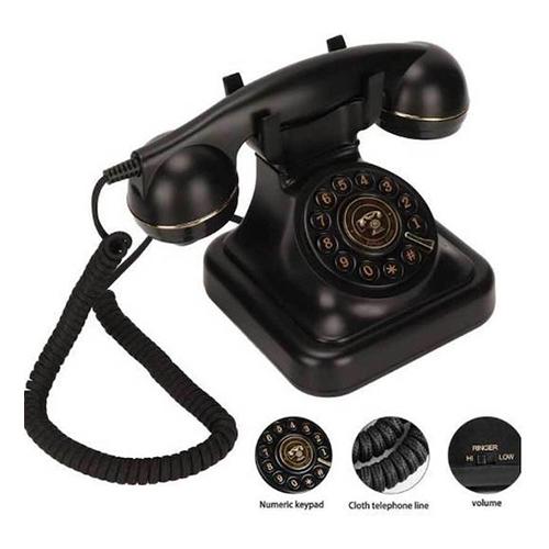 OHO-302 Ενσύρματο Τηλέφωνο Ρετρό Μαύρο Πλαστικό