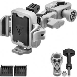 Motowolf Βάση Στήριξης Κινητού, Action Camera για Τιμόνι Μοτοσυκλέτας Περιστρεφόμενη με Ρυθμιζόμενο Βραχίονα Γκρι Mh1dlj